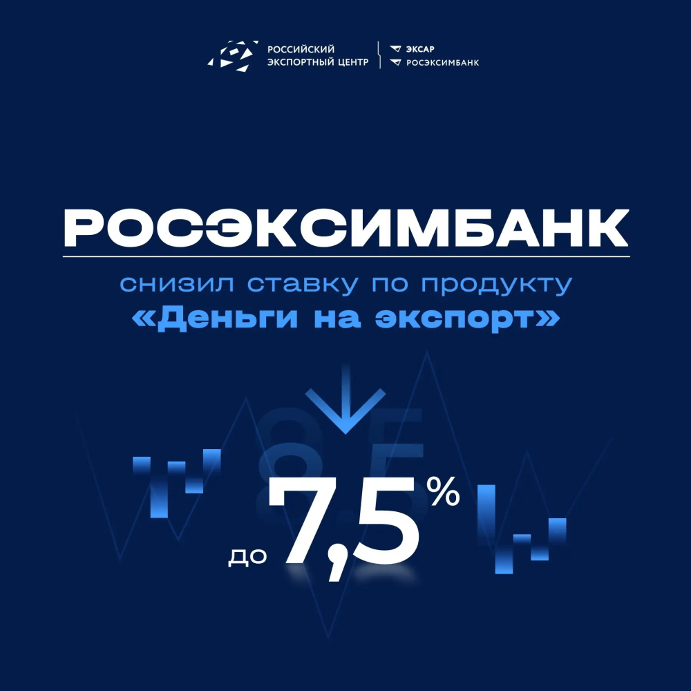 РОСЭКСИМБАНК снизил ставку по продукту «Деньги на экспорт» до 7,5%